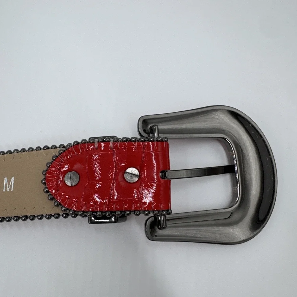 DNA Belt - Alligator Skin Black with Red Stone Great Condition